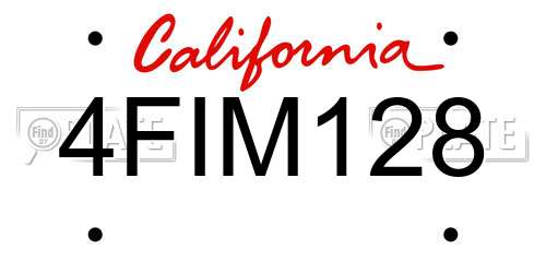 4FIM128 California License Plate