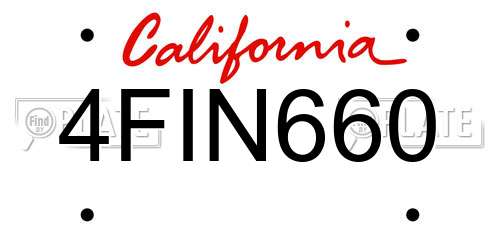 4FIN660 California License Plate