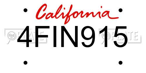 4FIN915 California License Plate