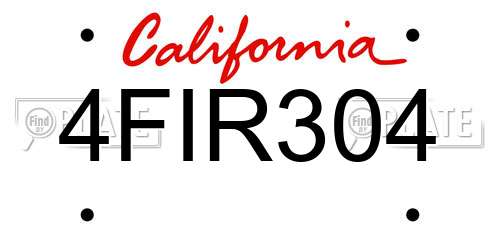 4FIR304 California License Plate