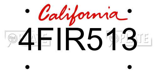 4FIR513 California License Plate