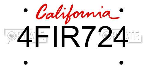 4FIR724 California License Plate