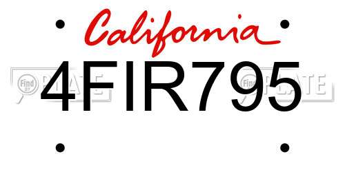 4FIR795 California License Plate