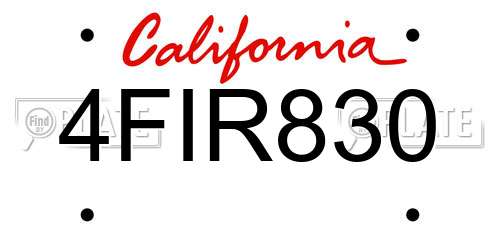 4FIR830 California License Plate