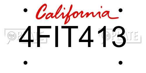 4FIT413 California License Plate