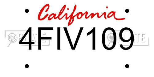4FIV109 California License Plate