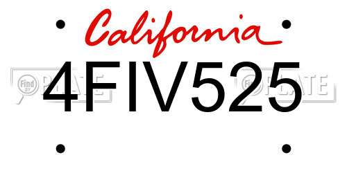 4FIV525 California License Plate