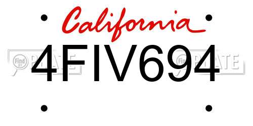 4FIV694 California License Plate