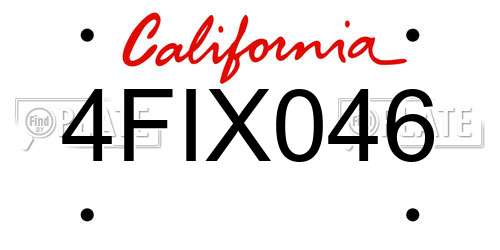 4FIX046 California License Plate