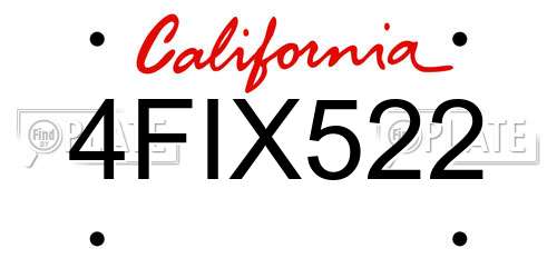 4FIX522 California License Plate