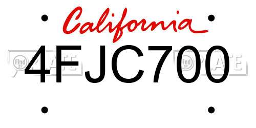 4FJC700 California License Plate