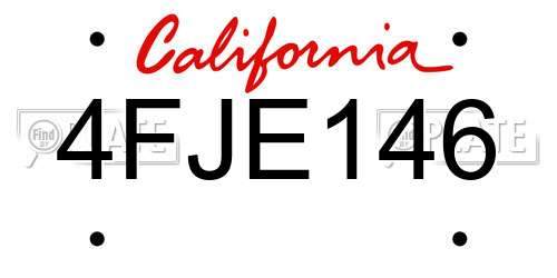 4FJE146 California License Plate