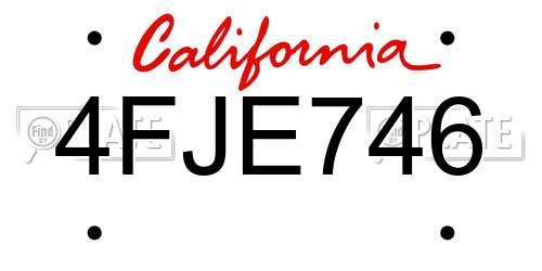 4FJE746 California License Plate