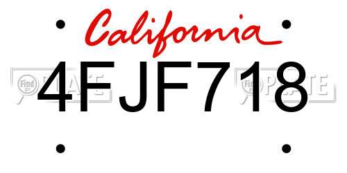 4FJF718 California License Plate
