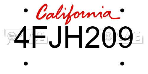 4FJH209 California License Plate