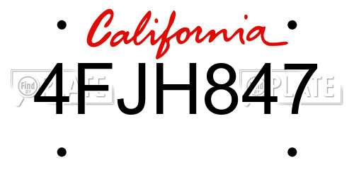 4FJH847 California License Plate