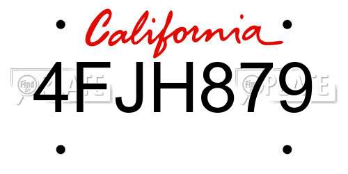 4FJH879 California License Plate