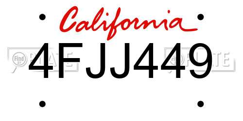 4FJJ449 California License Plate