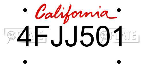 4FJJ501 California License Plate