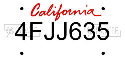 4FJJ635 California License Plate