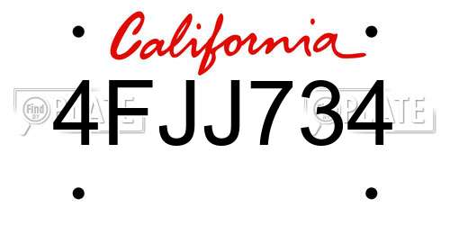 4FJJ734 California License Plate