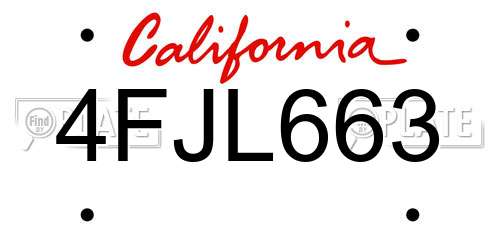 4FJL663 California License Plate