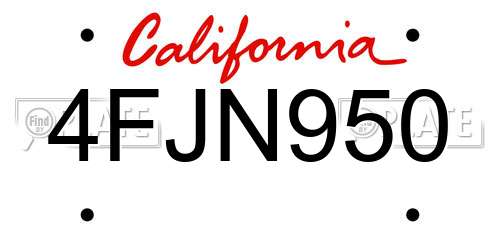 4FJN950 California License Plate