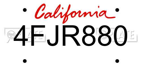 4FJR880 California License Plate