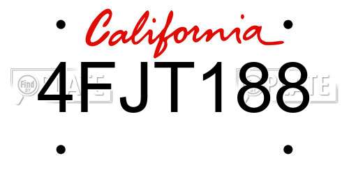 4FJT188 California License Plate