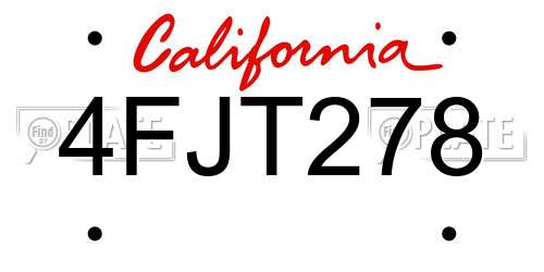 4FJT278 California License Plate