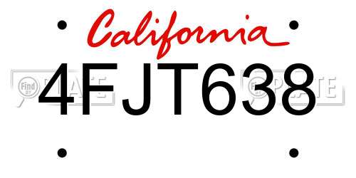 4FJT638 California License Plate