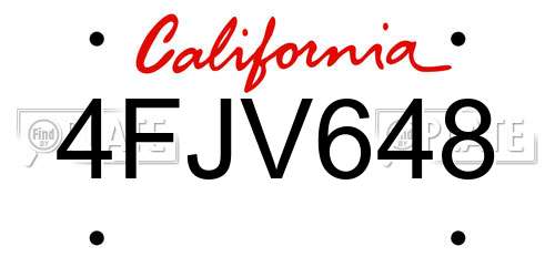 4FJV648 California License Plate