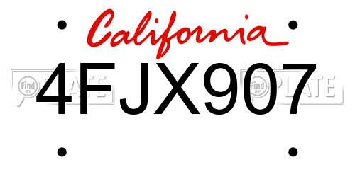 4FJX907 California License Plate