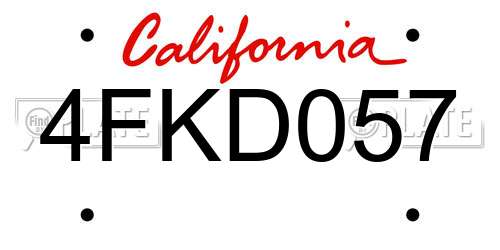 4FKD057 California License Plate