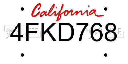4FKD768 California License Plate