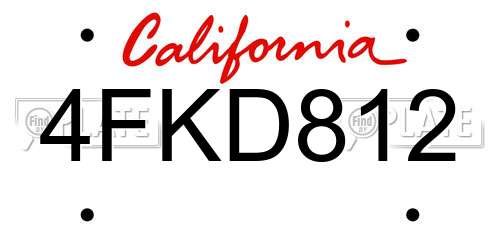 4FKD812 California License Plate