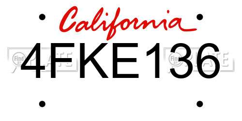 4FKE136 California License Plate