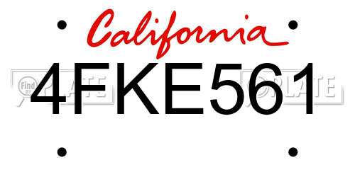 4FKE561 California License Plate