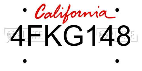 4FKG148 California License Plate