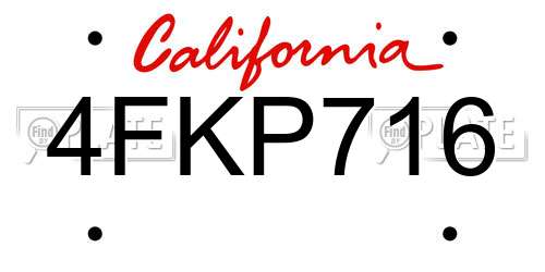 4FKP716 California License Plate