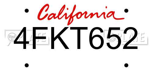 4FKT652 California License Plate