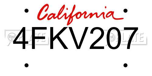4FKV207 California License Plate