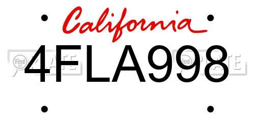 4FLA998 California License Plate