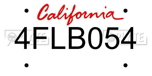 4FLB054 California License Plate