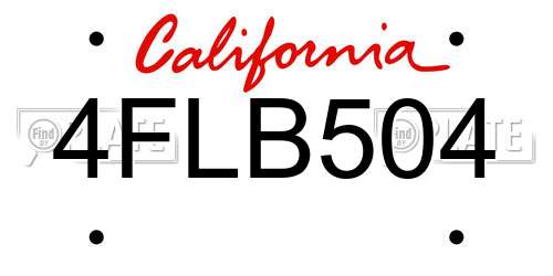 4FLB504 California License Plate