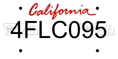 4FLC095 California License Plate