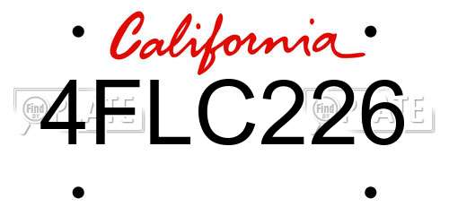 4FLC226 California License Plate