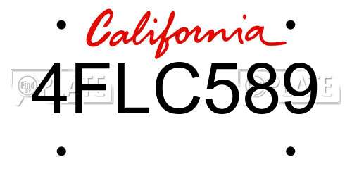 4FLC589 California License Plate