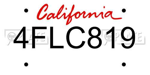 4FLC819 California License Plate