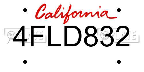 4FLD832 California License Plate